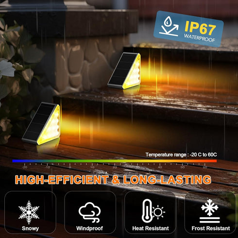 6 Pack IP67 AUDLES Solar Stair Lights Outdoor Stair Lights with Waterproof LED Solar Light for Outside Light Decor