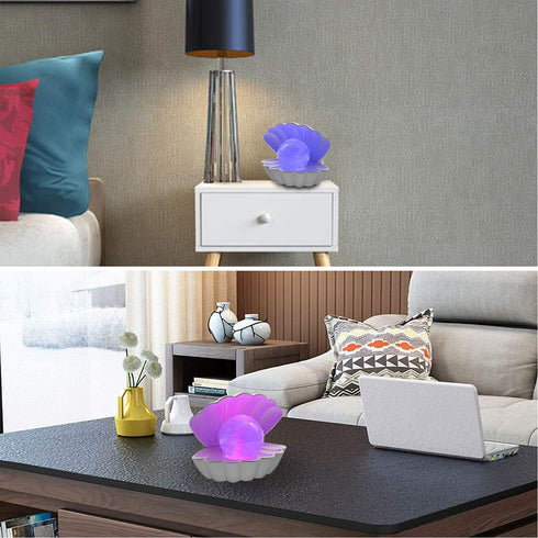 8 LKUA Shell Pearl Beach Themed Night Light, RGB Colors Changing Mood Shell Pearl Lamps, Bedside LED Clamshell Portable