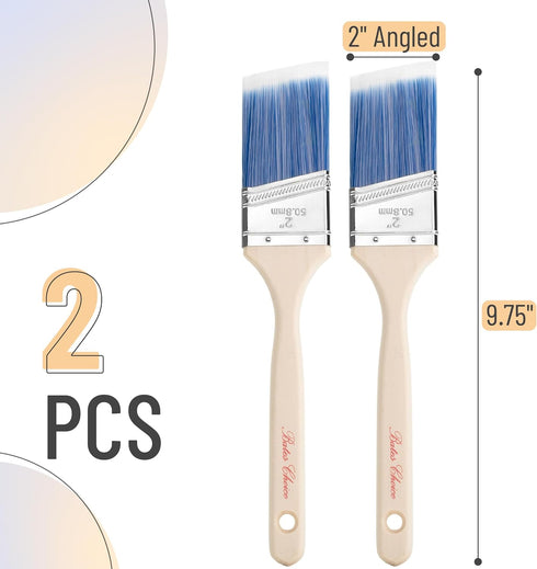 Bates Paint Brushes, 2-Inch, 2 Pack Angle Brushes for Walls, Stain Brush, Furniture Painting