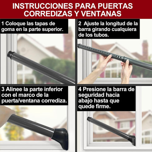 Jammer (1 Pack,Grey) AceMining Upgraded Door Security Bar & Sliding Patio Bar, Heavy Duty Stoppers Adjustable for Home