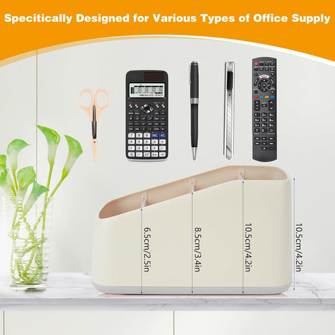 Remote Control Holder Organizer with 4 Compartments, Caddy/Box/Tray for Bedside Table/Office Desk, Desktop Storage