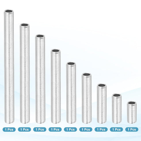 MECCANIXITY 18Pcs 9 1/4IP 1/2" Size Lamp Pipe Nipples Kit with Hex Nuts Washers, All Threaded Outer Diameter Lamp Rod