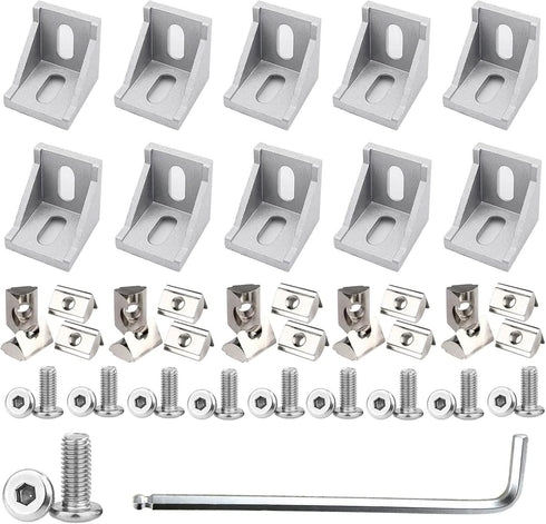 10Set 4040 Corner Bracket Connector Set for Silver 4040 Aluminum Extrusion Accessories