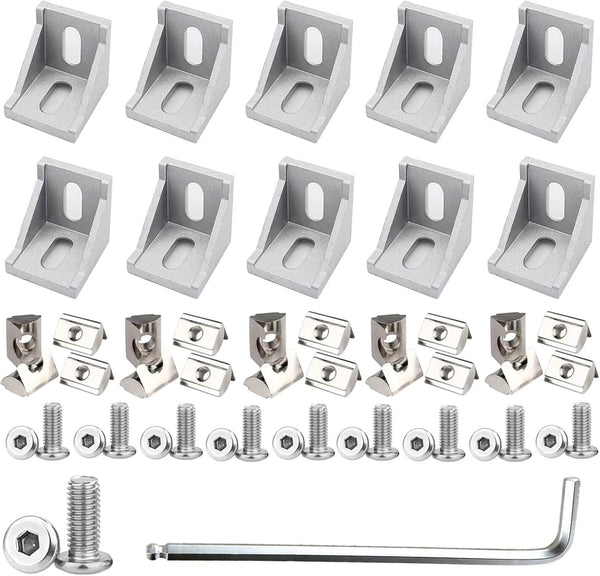 10Set 4040 Corner Bracket Connector Set for Silver 4040 Aluminum Extrusion Accessories