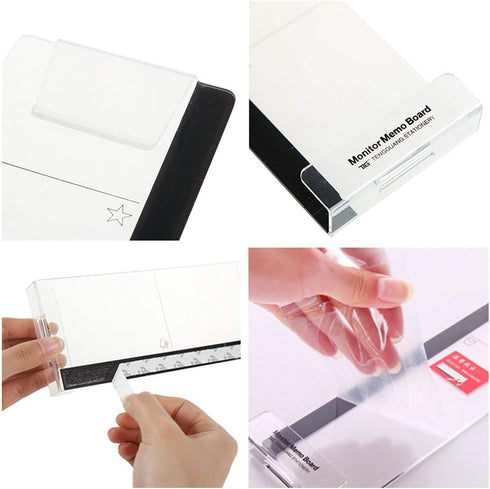 MINSA 1 Set Fashion Multifunction Utility Acrylic Transparent Computer Monitors Side Panel/Memo Pads/Message