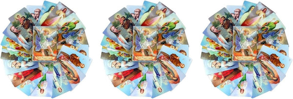 Autom 3 Packs of 54 Assorted Holy Cards Featuring Catholic Saints and Prayers