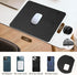 Firelison 2 1 12" 10"Black Wireless Charging Mouse Pad in Leather Multifunctional Office Desk Pad with Non-Slip Rubber