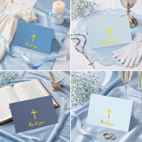 Resurhang 30 Pack 4 6 Inch Communion Baptism Thank You Cards with Envelope and Stickers Mother's Day Cards Bulk x Gold