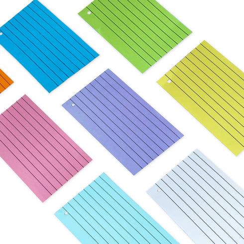 TFLFL 3x5 Inch, 300PCS 8 Index Paper Cards Flash Cards with Rings, Thin Paper Colors Ruled Index Cards, Assorted Lined