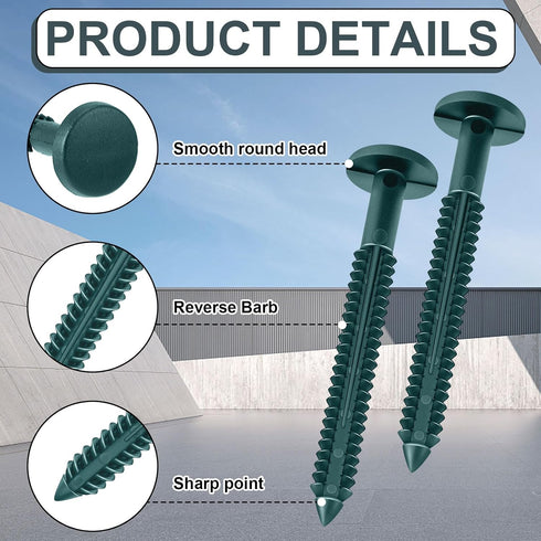 Blulu 18 3 Inch Pcs Vinyl Shutter Fastener Window Panel Peg Lok Pin Pegs Screws Shutter Spikes Anchor (Forest Green)