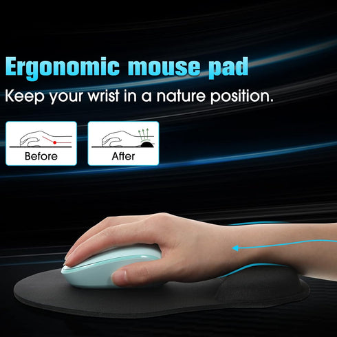 Yunsailing 8 Pack Ergonomic Mouse Pad with Wrist Rest Support Gel Memory Foam Mousepad Comfortable Computer Pad
