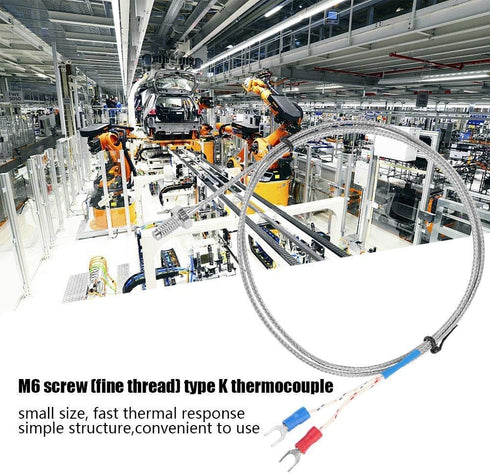 K Type Thermocouple M6 Screw Fine Thread Temperature Sensor Wire 0-400? 1M/2M/3M/4M/5M (3m)