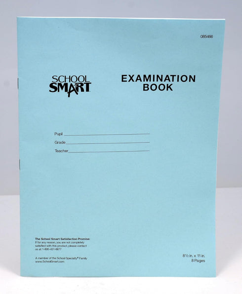 School Smart Examination Blue Book with 8 Pages, 8-1/2 x 11 Inches, Pack of 100
