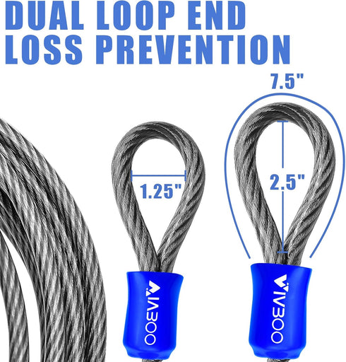 1/2Inch 4FT/6FT/8FT/10FT Heavy-Duty Security Cable Lock with Loops Bike Lock Cable Steel Cable Chain Locks for Outside