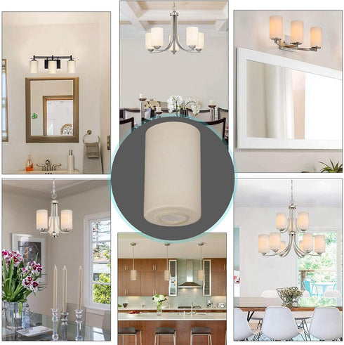 2 Pack 1-5/8-Inch G0032 Vintage Style Glass Shade, Cylinder Light Fixture Replacement Globe or Cover with Fitter