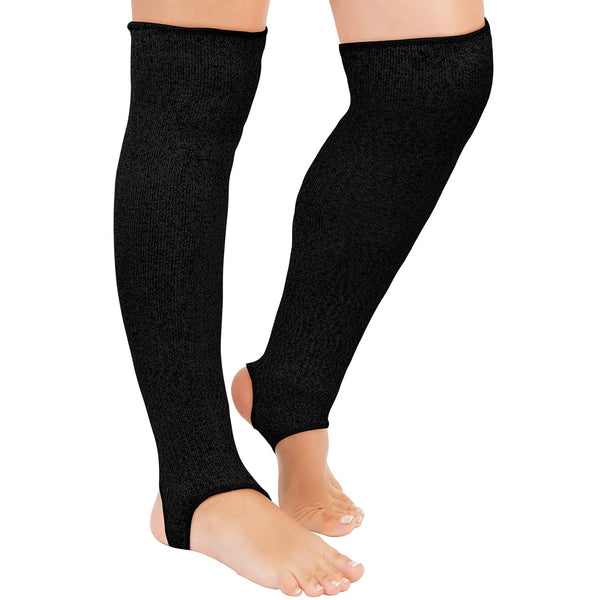 Zhanmai Cut Resistant Leg Sleeves Bite-Proof Protective for Welding, Lawn Mowing Guard Safety (Black, Heel Hole Style)