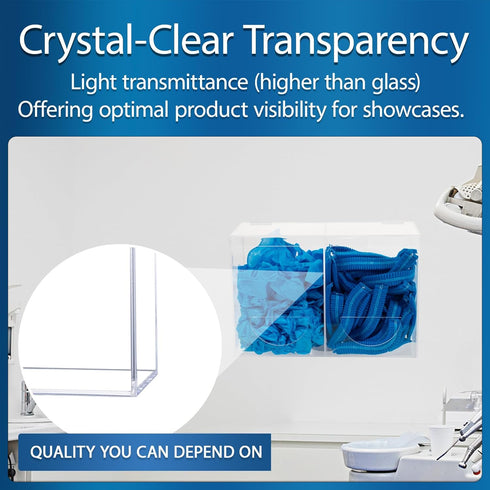 2 SEANADO Clear Acrylic Glove Holder Dispenser with Lid, Compartments Hygiene Station Storage Box for Beard Nets