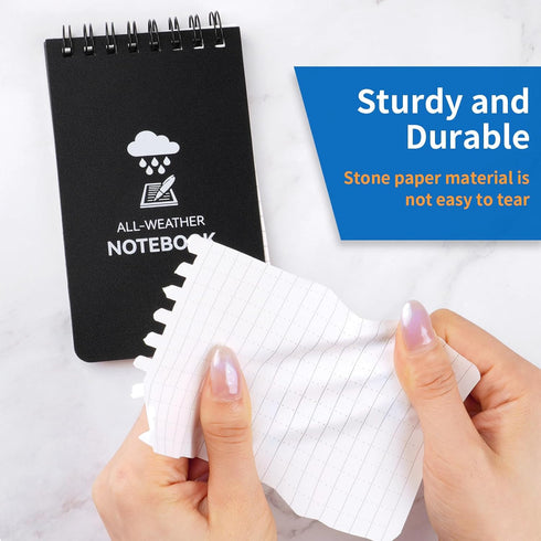 Waterproof Notebook, 3 x 5 Pocket Notepad, Mini Spiral Notepad, 100 Lined Pages, Weatherproof for Outdoor Use, 3 Pack