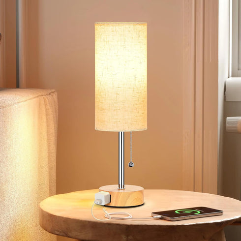 3-Color Bulb Dott Arts Table Lamp for Bedroom, Bedside Lamps with Pull Chain, Bedroom Table Lamps for Nightstand,AC