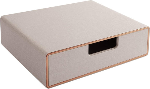 Stackable PU Leather Drawer Organizer, Handmade Classic Desk Caddy for Home Office, Sort A4 Paper, Beige, 13.1x10x3.7in