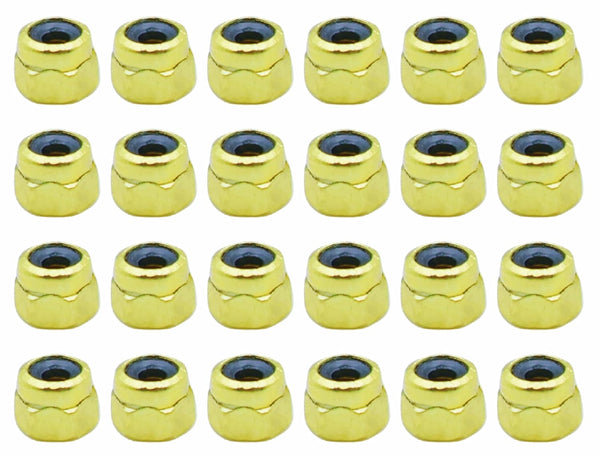 RACOFSB 24 Pcs Fingerboard Locknuts Professional Self Lock Nuts with Nylons Insert (Gold)