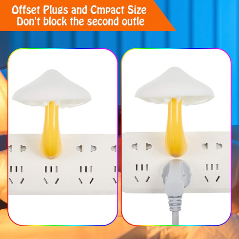 Mudder 2 Pack Cute Mini Mushroom Night Light Plug in Wall Lamp Sensor LED Nightlight for Adult Kid Nursery Decor Gift