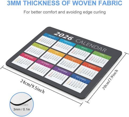 Akcdone 2026 Mouse Pad Calendar,Computer Mouse Pads Calendars Non-Slip Rubber Desk Mat Mousepad Gaming Office Keyboard