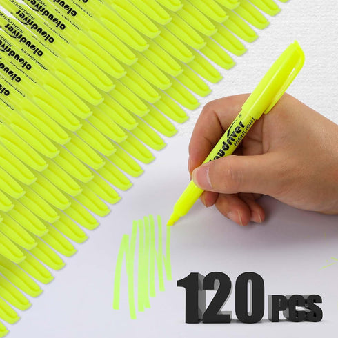 cloudriver Yellow Highlighters, Bulk Pack of 120, Bright Color, Chisel Tip, Quick Drying Ink for Home, School & Office