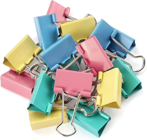 ZZTX Large Binder Clips, Assorted Color Paper Clamps, 1.6 Inches, 24 Pieces