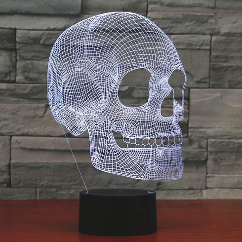 3D 7 Scary Skull Night Light Illusion Lamp, Colors Changing USB Touch Switch Table Lights, Bedroom Halloween Decoration