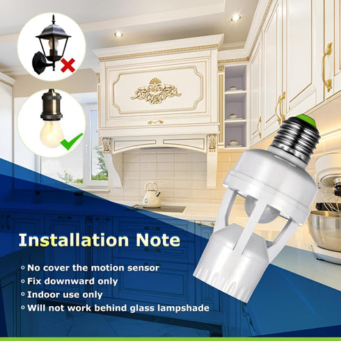 Bulb E26/E27 Bulb Room(4pack) PIR Motion Sensor Light Socket Smart Screw in Light Outlet Compatible with Motion