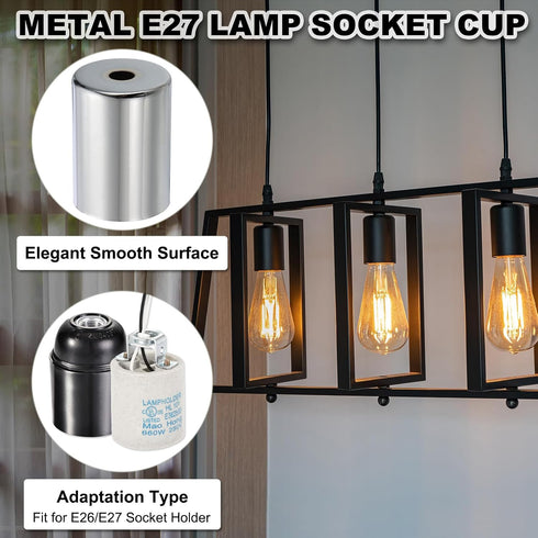 E27 3 (1.6" ODx2.2 PATIKIL Lamp Socket Cup, Pcs Lamp Bases Holder Covers Sleeves Decorative Lighting Accessories
