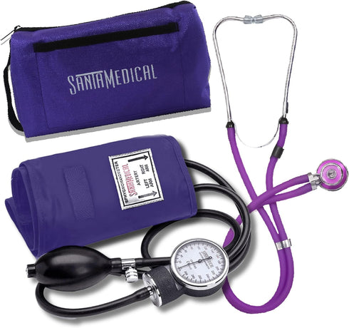 Santamedical Adult Deluxe Aneroid Sphygmomanometer with Stethoscope - Blood Pressure Cuff Durable