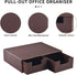Linen Leather Desk Organizer with Drawers - Mini Stackable Desktop Storage Box for Office Supplies, Home Vanity (Brown)