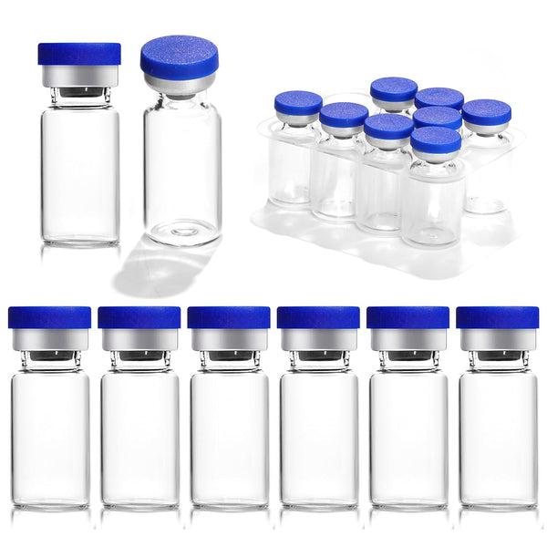 otwooi 2ml Sealed Empty Vials for Injection, Transparent Glass Vials with Self-Healing Injection Port, 10pcs