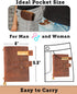 Leather Writing Journal Notebook - Handmade Refillable Travel Diary, 5.3" x 4", 180 Pages, Pen Holder, Card Holder for