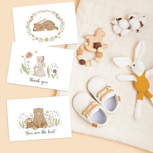 4x6 20-Pack) Gooji Woodland Thank You Cards with Envelopes (Bulk Matching Peel-and-Seal Envelopes Assorted Bulk