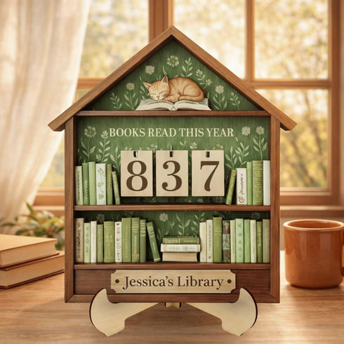 Counter, Personalized Books Read This Year Custom Name Wooden Book Tracker for Readers Book Lovers Home Decor Fans