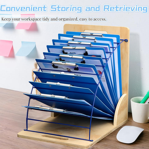 Clipboard Holder, Wooden Clipboard Storage Rack with Sturdy Metal Shelf, Organizer for Classroom, Office, Home (2 PCS)