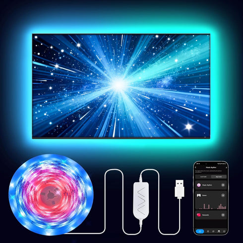 16.4ft RGB+IC LED Lights for 50-75 Inch TV, Backlight Strip Behind TV