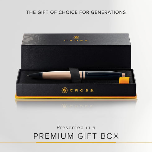 Cross Calais Refillable Ballpoint Pen, Luxury Gift Box, Medium Point Black Ink, Brushed Rose Gold & Black