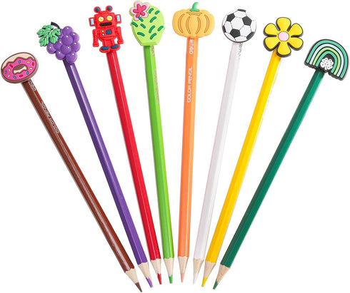 Nicunom 100 Pcs Pencil Topper Decoration - Cute Cartoon Pencil Clip Decorations for Students Gifts Classroom Rewards