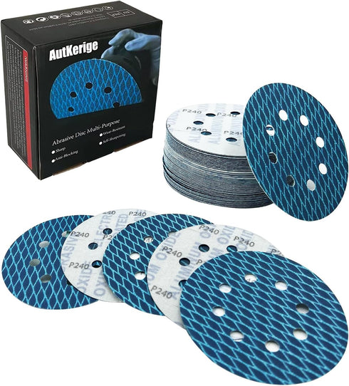 5 Inch 8 Hole Diamond Shape Sanding Discs, 240 Grit, 50 Pcs Hook and Loop for Orbital Sanders, Woodworking