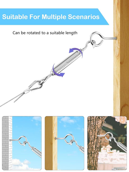 TooTaci M5 Turnbuckle Hook and Eye, 10pcs 304 Stainless Steel Turnbuckles for Cables, Tension Cable Tightener