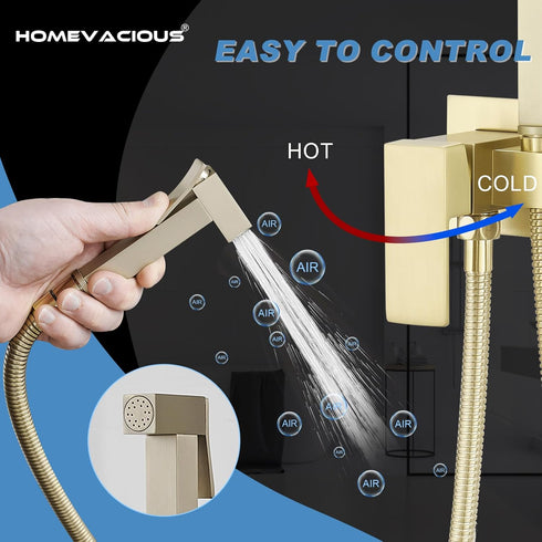 Set Homevacious Bidet Sprayer for Toilet Adjustable Water Pressure Square Brass Bidet Attachment for Feminine Pets