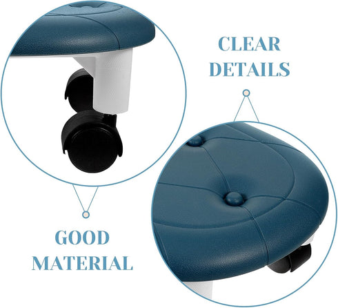 Blue Rolling Stool with Wheels - Compact and Portable Foot Rest