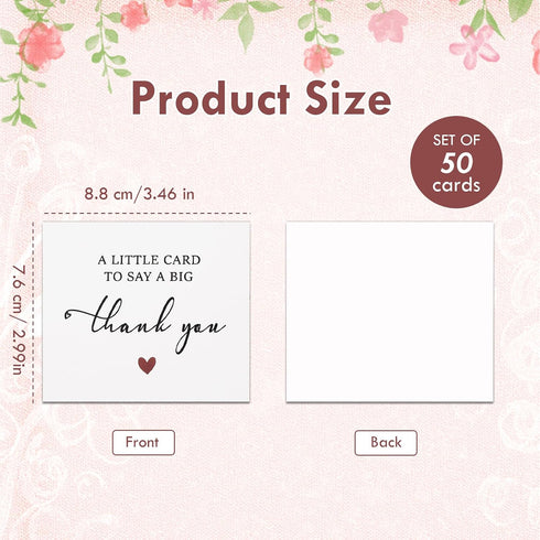Nogeqi 50 3.46 2.99 Inches Pcs Thank You Notes Small Bulk Thank You Cards Small Business for Wedding Graduation