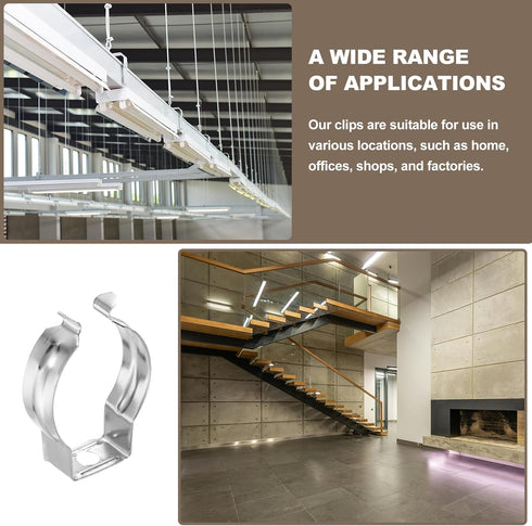 T8 Bulbs Pack 18 MECCANIXITY U Clips Holder Bracket Fluorescent Tube Light Fixture Steel Pipe Clamps for LED Ceiling