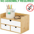 Desk Organizer with Drawers, Bamboo Desktop Storage for Bills, Office Supplies, Cosmetics, No Assembly Required