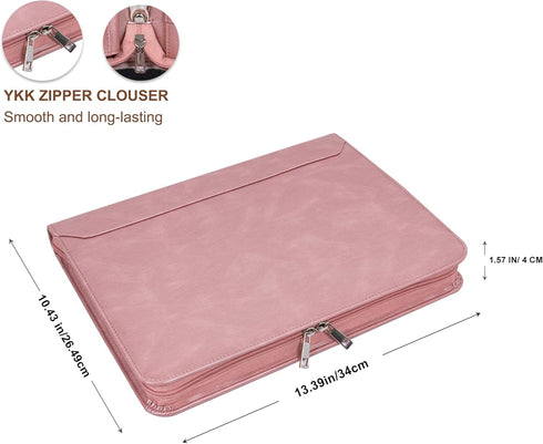 AZXCG Zipper Binder Portfolio for Women, 3 Ring 1 Inch PU Leather Padfolio, Gift for Her
